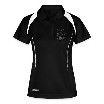 Équipement de pêche vintage Scatter - Polo respirant Femme - noir/blanc - Devant