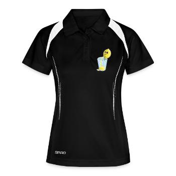 Zitrone macht Saft – Lustiger Cartoon - Frauen Polo atmungsaktiv - Schwarz/Weiß - Vorne