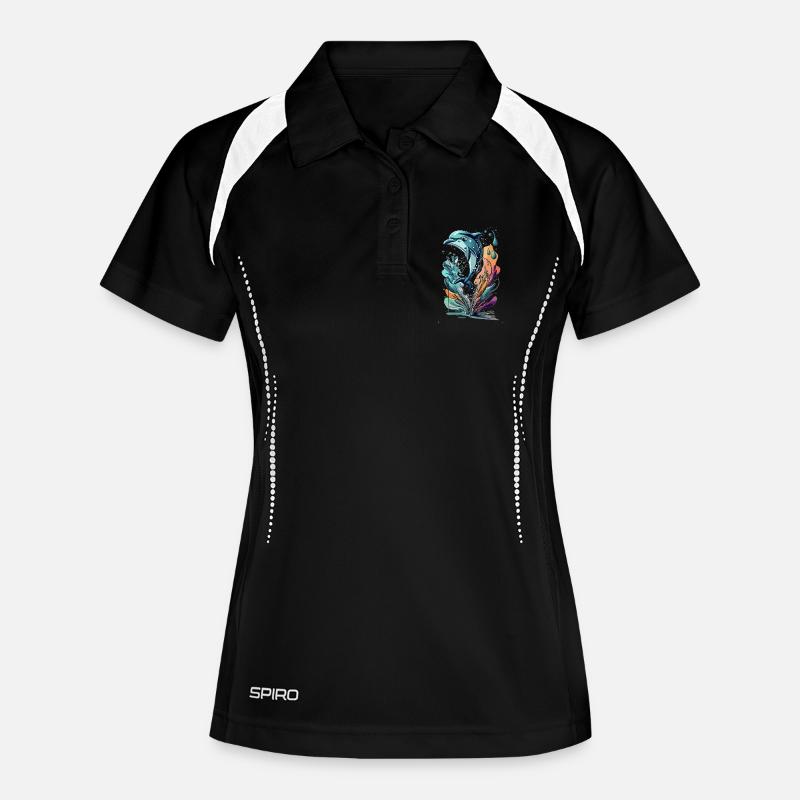DOLPHIN - Women's Polo breathable - black/white