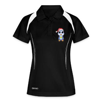 Pinguin Weihnachten - Frauen Polo atmungsaktiv - Schwarz/Weiß - Vorne