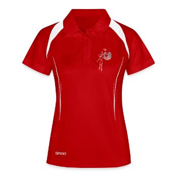 Donnez de l’amour - Polo respirant Femme - rouge/blanc - Devant