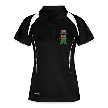 Mein Akku während der Woche - Frauen Polo atmungsaktiv - Schwarz/Weiß - Vorne