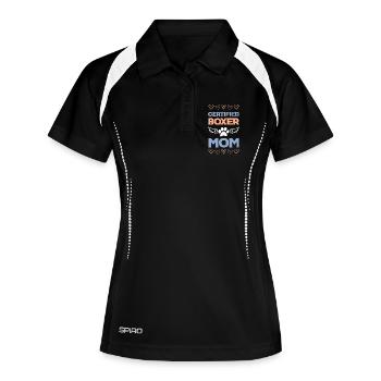 Zertifizierte Boxer-Mama - Frauen Polo atmungsaktiv - Schwarz/Weiß - Vorne