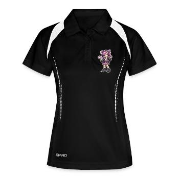 Kawaii Anime Mädchen mit Kopfhörer - Frauen Polo atmungsaktiv - Schwarz/Weiß - Vorne