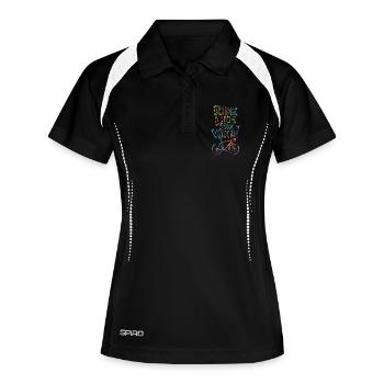 Roulez comme le vent Conception du vélo - Polo respirant Femme - noir/blanc - Devant