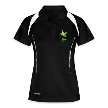 Menthe avec des fleurs – motif de la nature pour les amateurs d’herbes - Polo respirant Femme - noir/blanc - Devant