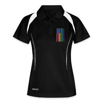 Drapeau arc-en-ciel des États-Unis - Polo respirant Femme - noir/blanc - Devant