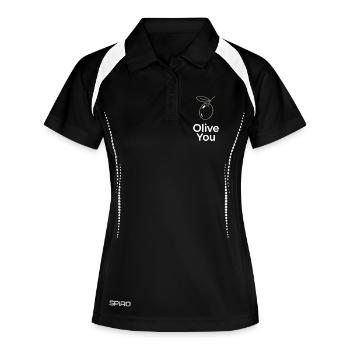 Olive You – Clean Minimal - Frauen Polo atmungsaktiv - Schwarz/Weiß - Vorne