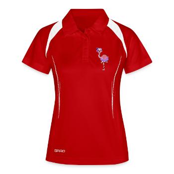 Flamingo Taucher Schnorchel Tauchen - Frauen Polo atmungsaktiv - Rot/Weiß - Vorne