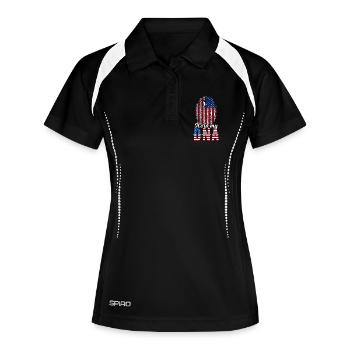 C’est dans mon ADN Empreinte américaine Drapeau américain - Polo respirant Femme - noir/blanc - Devant