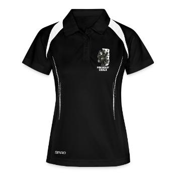 Bloc de gorille – Propulsé par la Déclaration à la craie - Polo respirant Femme - noir/blanc - Devant