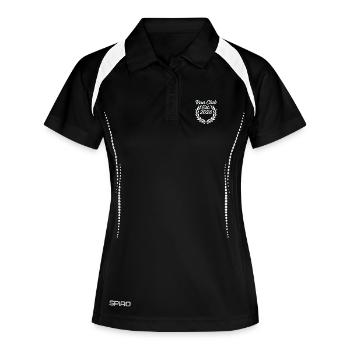 Retro Run Club 2026 T-Shirt - Frauen Polo atmungsaktiv - Schwarz/Weiß - Vorne