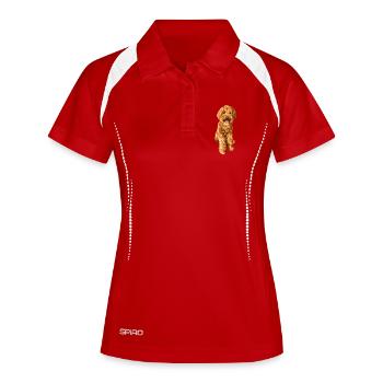 Goldendoodle Schnoodle - Frauen Polo atmungsaktiv - Rot/Weiß - Vorne
