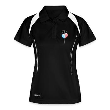20 Jahre anniversary Jubiläum Symbol Luftballons - Frauen Polo atmungsaktiv - Schwarz/Weiß - Vorne