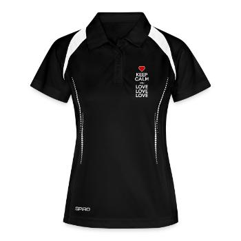 Bleib ruhig und liebe, liebe, liebe - Frauen Polo atmungsaktiv - Schwarz/Weiß - Vorne