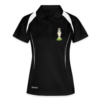 Schachfigur Königin Schach - Frauen Polo atmungsaktiv - Schwarz/Weiß - Vorne