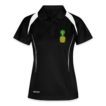 Ananas - Frauen Polo atmungsaktiv - Schwarz/Weiß - Vorne