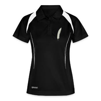 Feather Arc Minimalistischer Druck - Frauen Polo atmungsaktiv - Schwarz/Weiß - Vorne