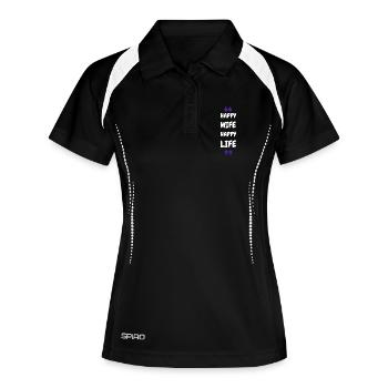 Femme Heureuse Vie Heureuse - Polo respirant Femme - noir/blanc - Devant