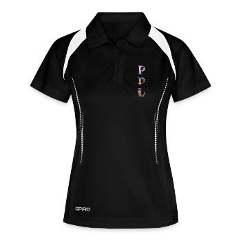 PDL Pflegedienstleitung Wasserfarbe Watercolor - Frauen Polo atmungsaktiv - Schwarz/Weiß - Vorne