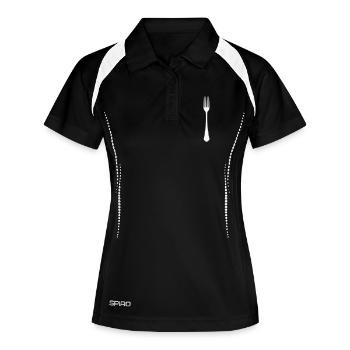 Silhouette minimaliste de fourche - Polo respirant Femme - noir/blanc - Devant