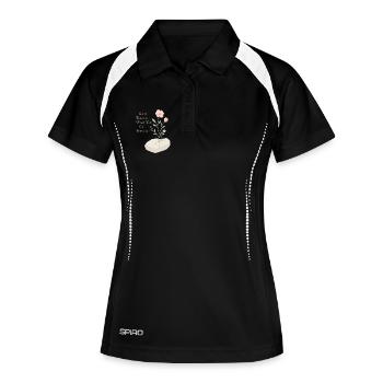 Motif floral inspirant - Espoir et force - Polo respirant Femme - noir/blanc - Devant