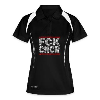 FCK Cancer – Stark gegen Krebs - Frauen Polo atmungsaktiv - Schwarz/Weiß - Vorne
