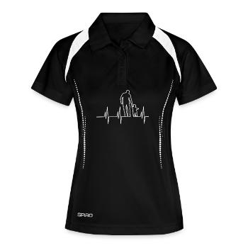 Vater und Sohn Heartbeat - Frauen Polo atmungsaktiv - Schwarz/Weiß - Vorne