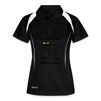 Ein Schaf - Mädchen - Frauen Polo atmungsaktiv - Schwarz/Weiß - Vorne