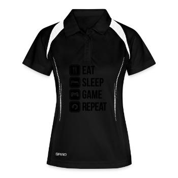 eat sleep game repeat - Polo respirant Femme - noir/blanc - Devant