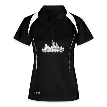 Frankfurter Skyline (Vintage Weiß) Frankfurt - Frauen Polo atmungsaktiv - Schwarz/Weiß - Vorne