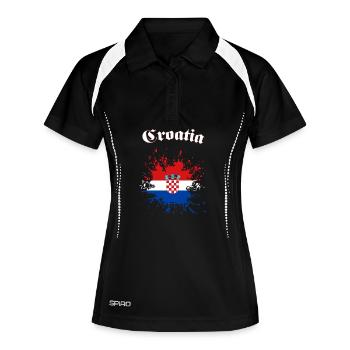 Kroatien Splatter Croatia - Frauen Polo atmungsaktiv - Schwarz/Weiß - Vorne