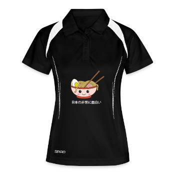 Kawaii Ramen Lächeln - Frauen Polo atmungsaktiv - Schwarz/Weiß - Vorne