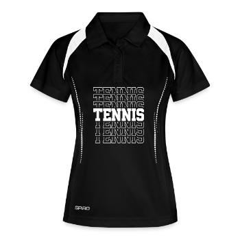 Tennis Typography Pattern Multiple Font - Women's Polo breathable - black/white - Front