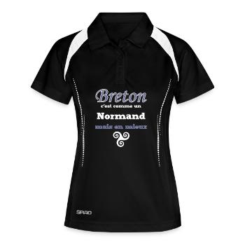 Breton, comme un Normand, mieux - Polo respirant Femme - noir/blanc - Devant