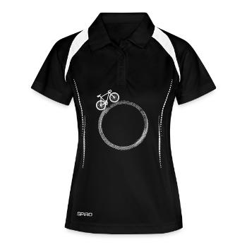 Roue sur anneau – Silhouette de vélo - Polo respirant Femme - noir/blanc - Devant