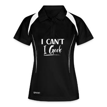 Darf ich nicht Geek? Fette Kontrasttypografie - Frauen Polo atmungsaktiv - Schwarz/Weiß - Vorne