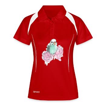 Budgerigars and peonies - Women's Polo breathable - red/white - Front