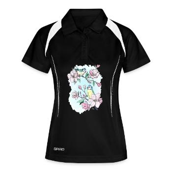 Blue and magnolias - Women's Polo breathable - black/white - Front