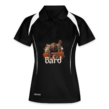 Barde avec D20 et objets – Conception de RPG fantastique - Polo respirant Femme - noir/blanc - Devant