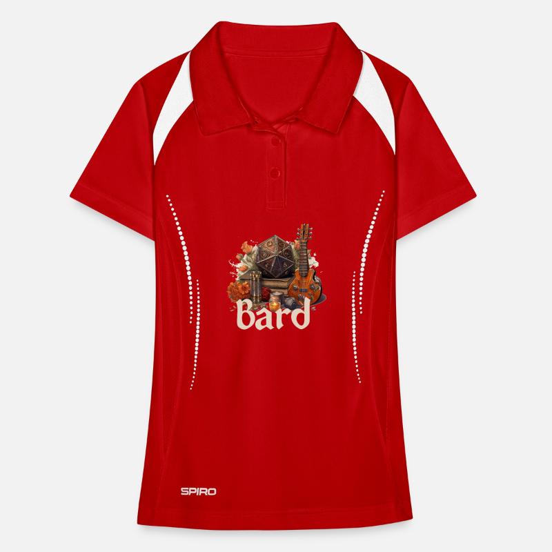 Barde avec D20 et objets – Conception de RPG fantastique Polo respirant Femme