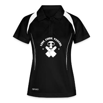 Skelett mit Sonnenbrille Kreuz - Frauen Polo atmungsaktiv - Schwarz/Weiß - Vorne