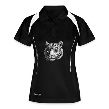 Tête de tigre blanc - Polo respirant Femme - noir/blanc - Devant