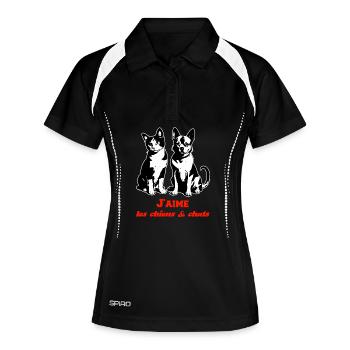 I Love You Dog & Cat 2026 Liebhaber - Frauen Polo atmungsaktiv - Schwarz/Weiß - Vorne