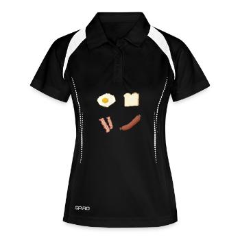 Pixelfrühstück Platte - Frauen Polo atmungsaktiv - Schwarz/Weiß - Vorne