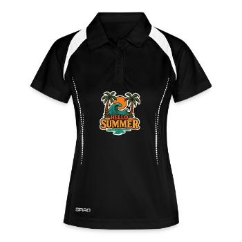 Hallo Sommer-Tropenwellen-Abzeichen - Frauen Polo atmungsaktiv - Schwarz/Weiß - Vorne