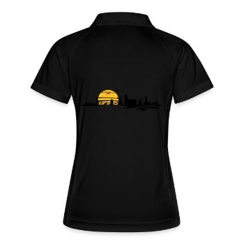 Skyline - Föhr - Frauen Polo atmungsaktiv - Schwarz/Weiß - Hinten