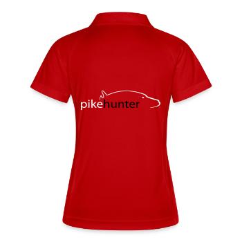 Pike Hunter-Logo - Frauen Polo atmungsaktiv - Rot/Weiß - Hinten