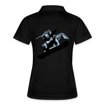 Snowboarder Mountain - Frauen Polo atmungsaktiv - Schwarz/Weiß - Hinten