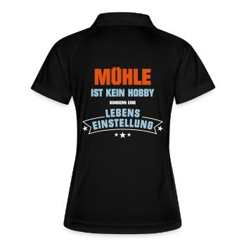 Mühle Sportart - Frauen Polo atmungsaktiv - Schwarz/Weiß - Hinten